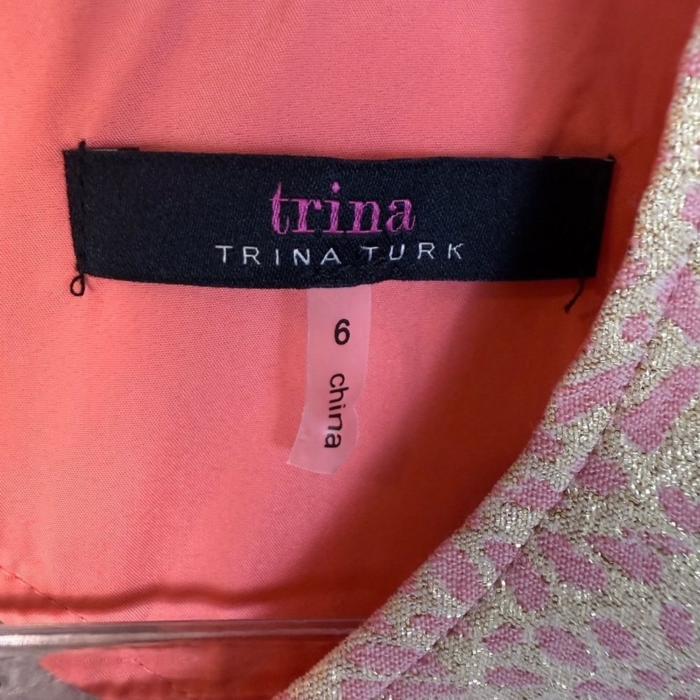 Trina Turk elegant pink and gold sleeveless dress size 6 - Picture 5 of 9